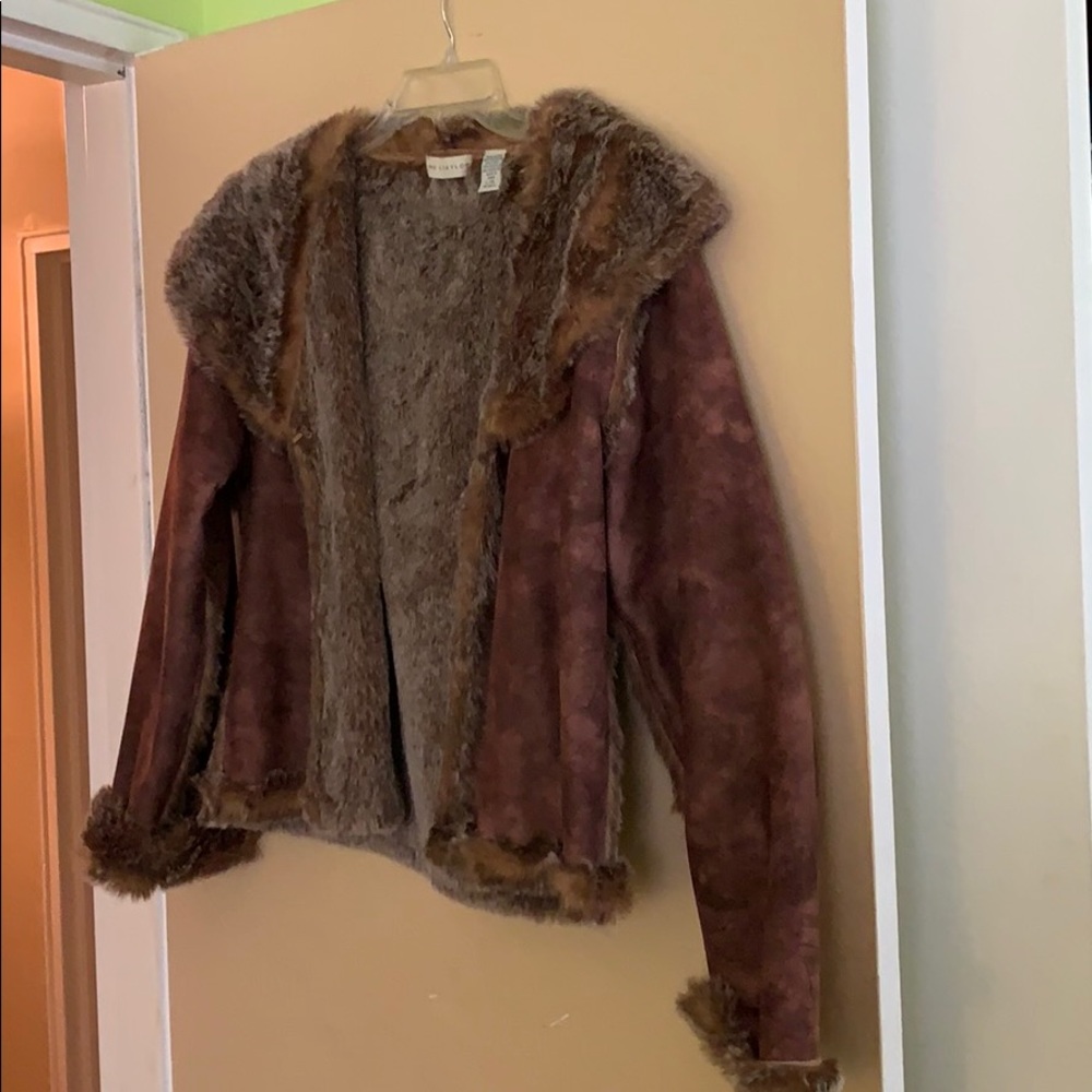 Lord and taylor suede, faux fur jacket